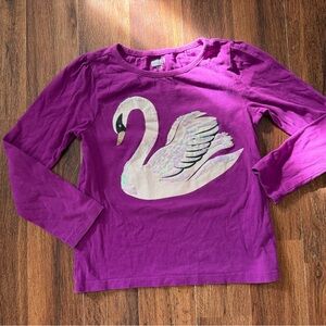 Crazy 8 Purple Sequin Swan Long Sleeve Tee